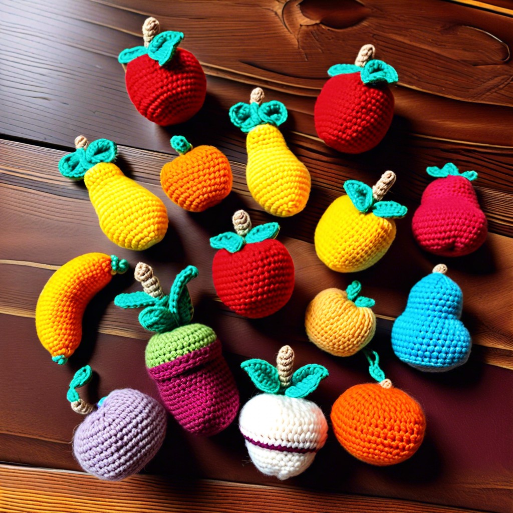 pocket sized amigurumi fruits