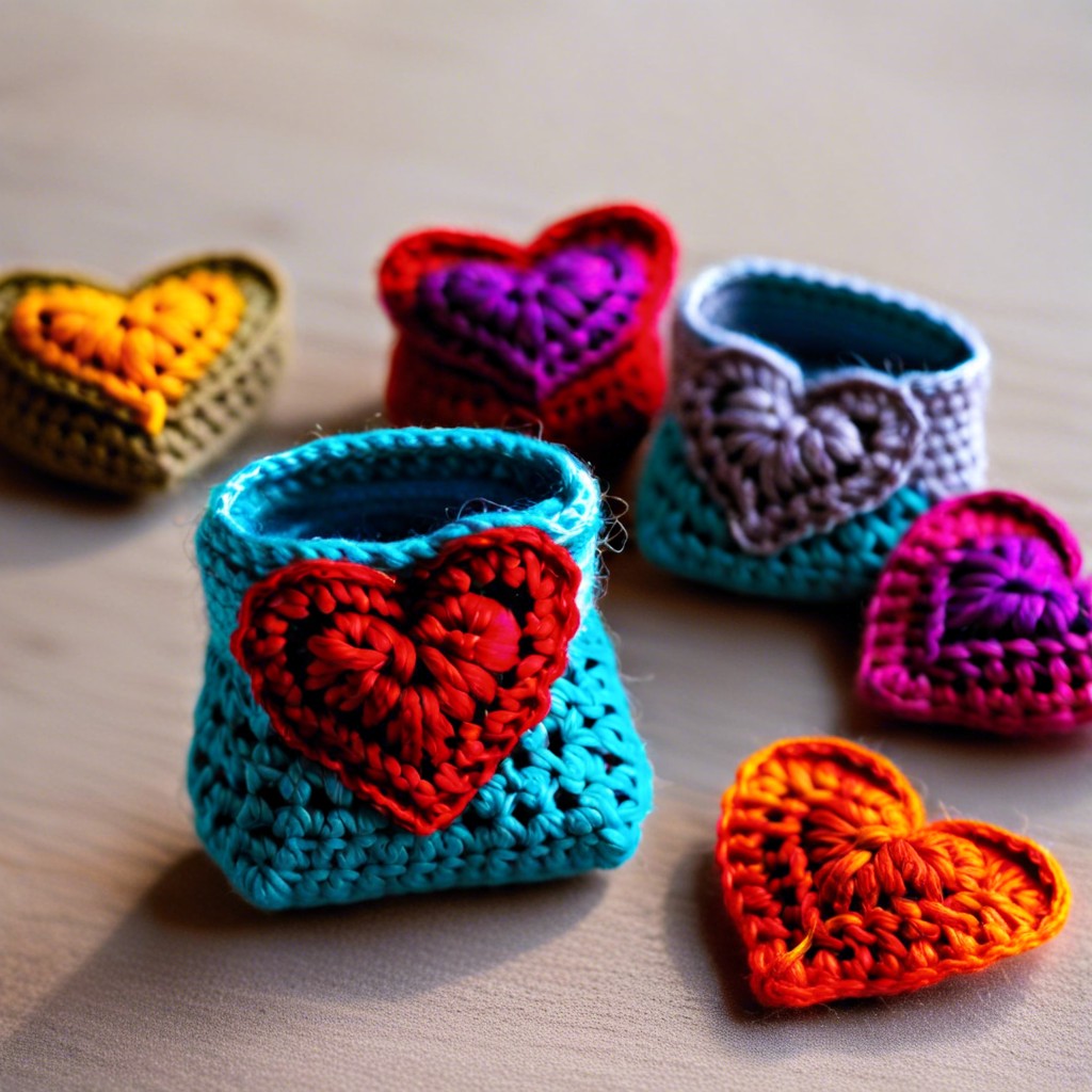 pocket sized crochet hearts