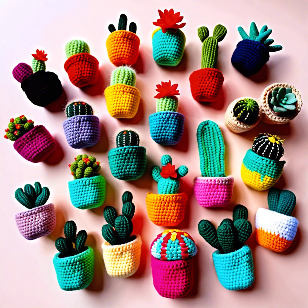 small crochet cacti