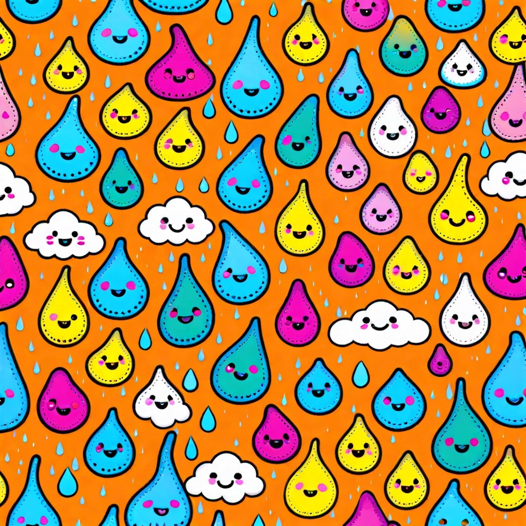 small smiling raindrops