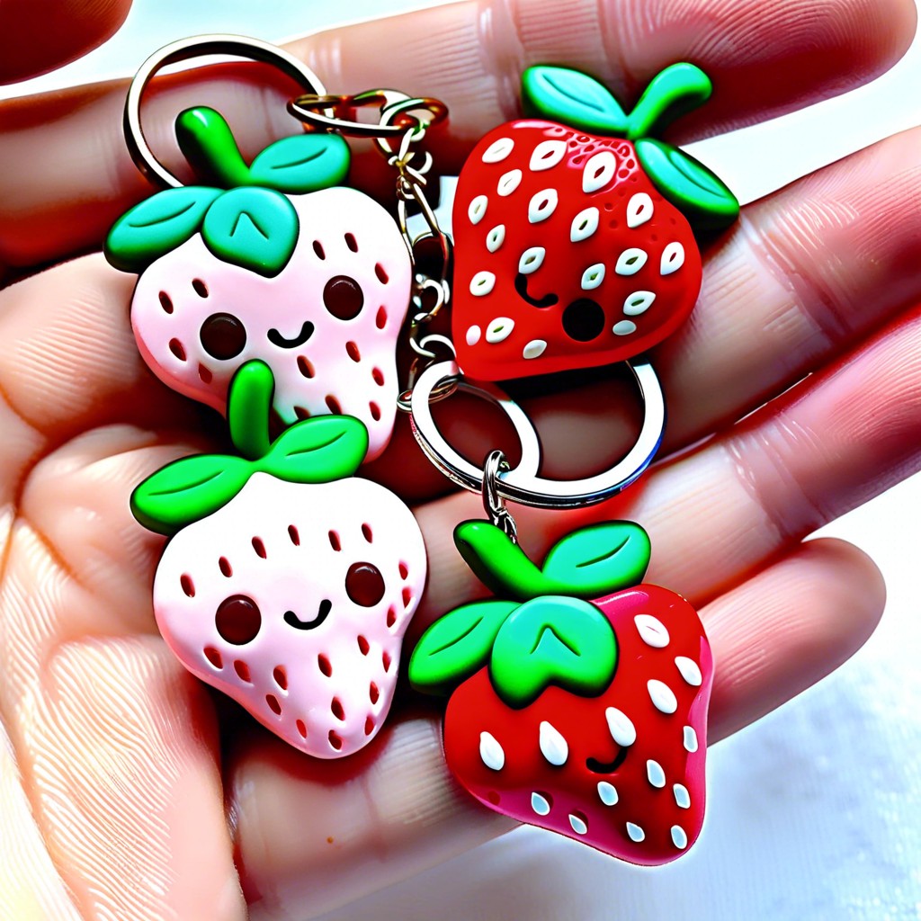 tiny strawberry keychains