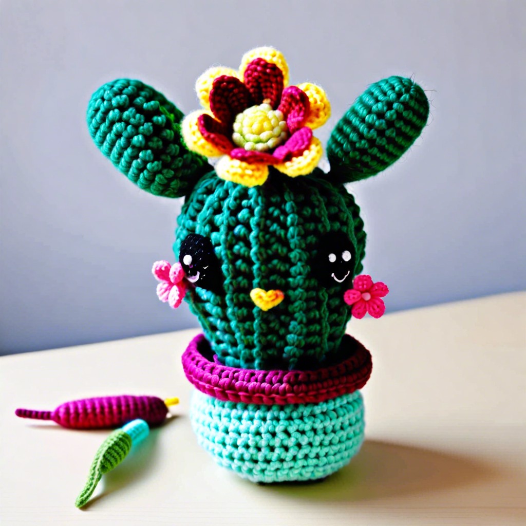 whimsical cactus with flowers