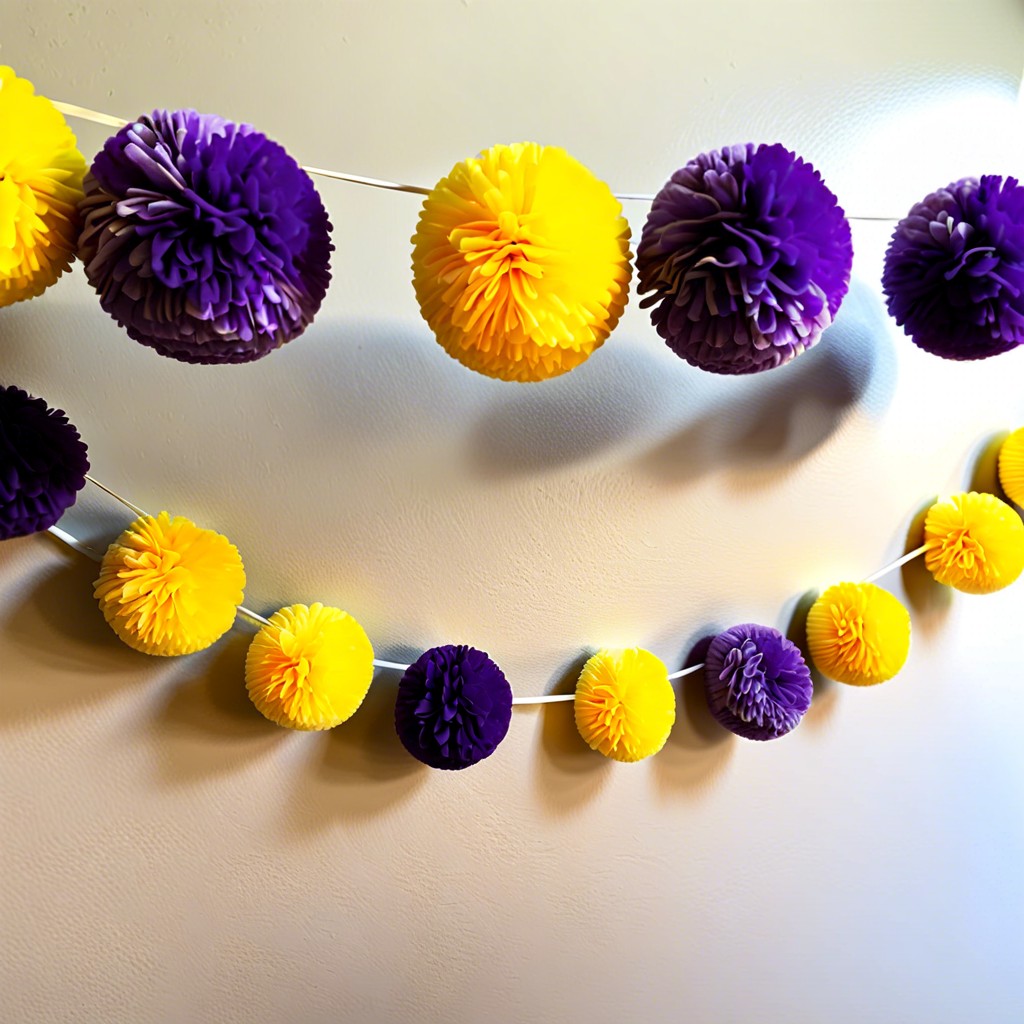 citron and orchid pom pom garland