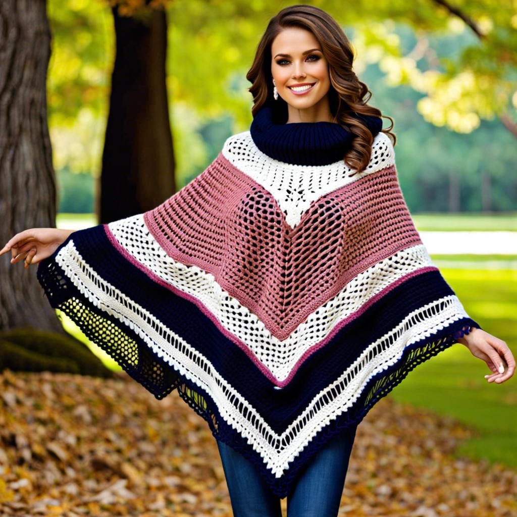 contrast border poncho