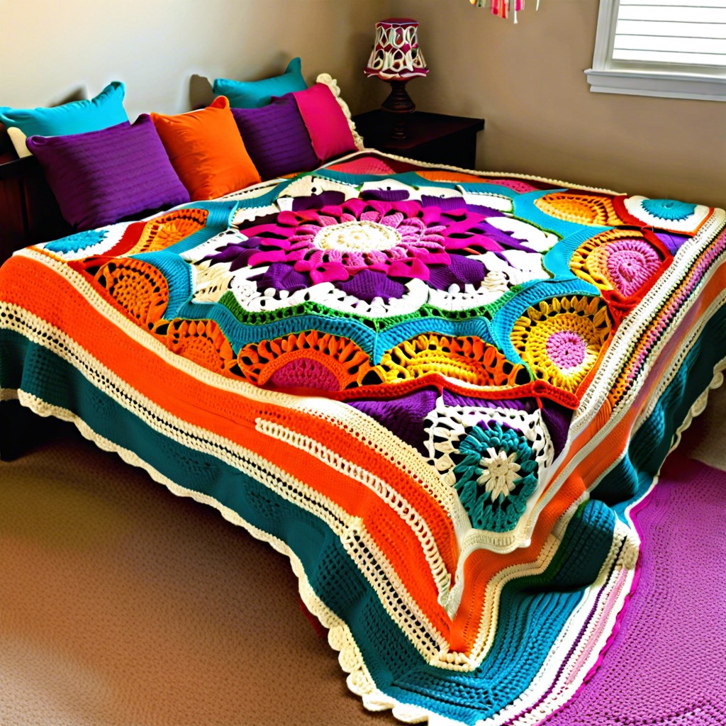 crochet bedspread in favorite colors