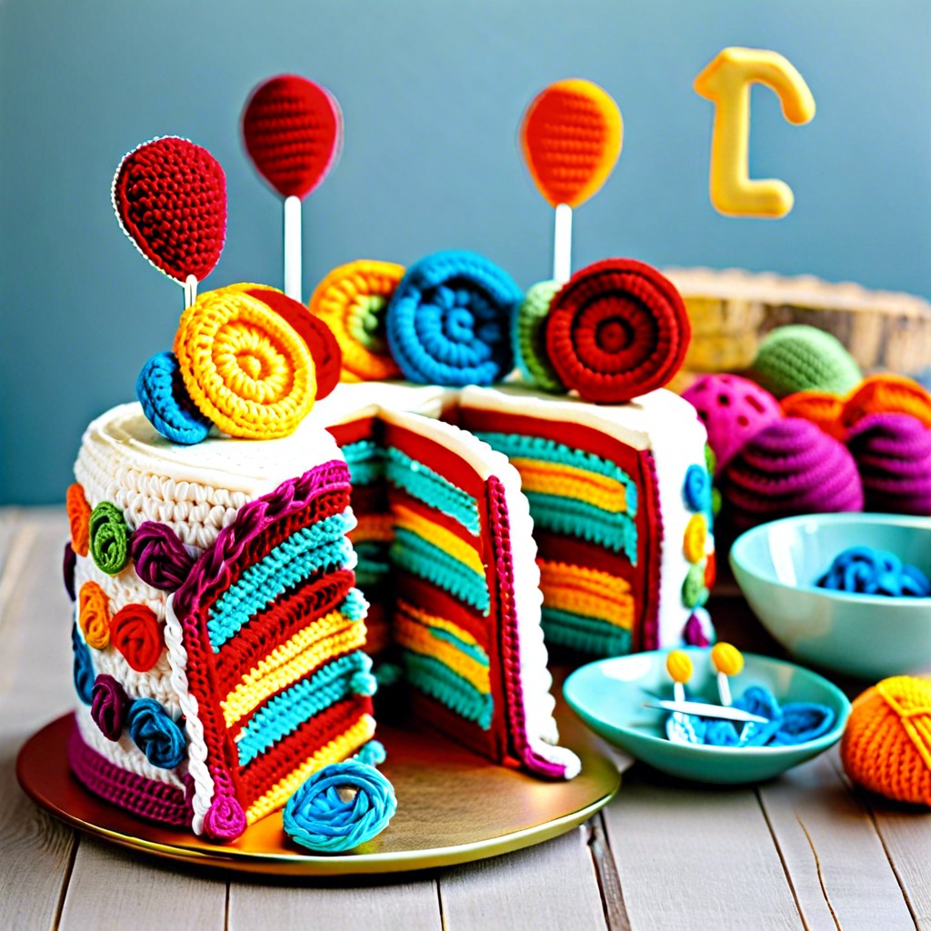 crochet birthday cake decoration