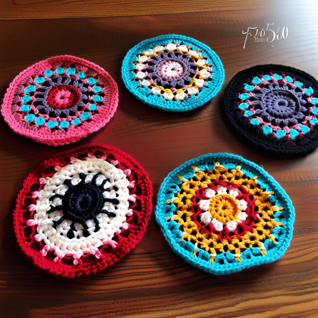 crochet coasters set with 50 motifs