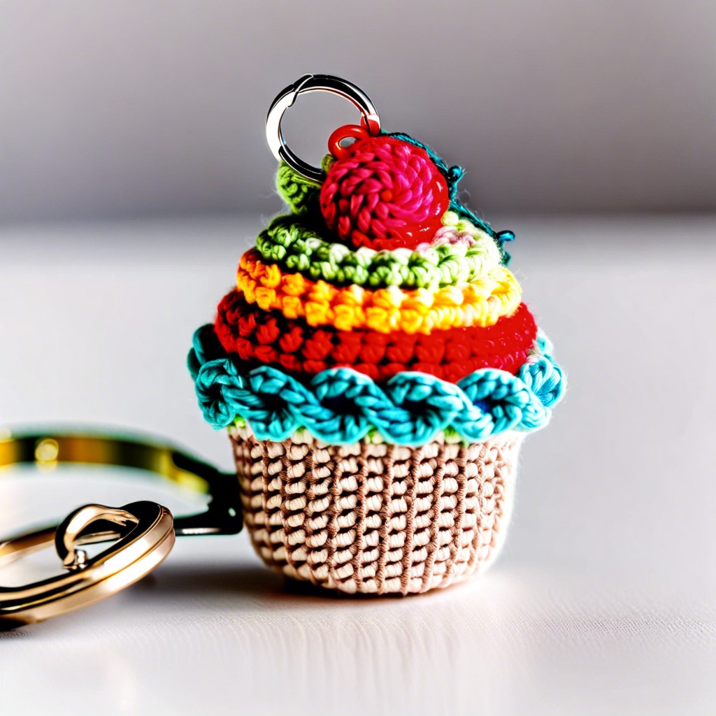 crochet cupcake keychain