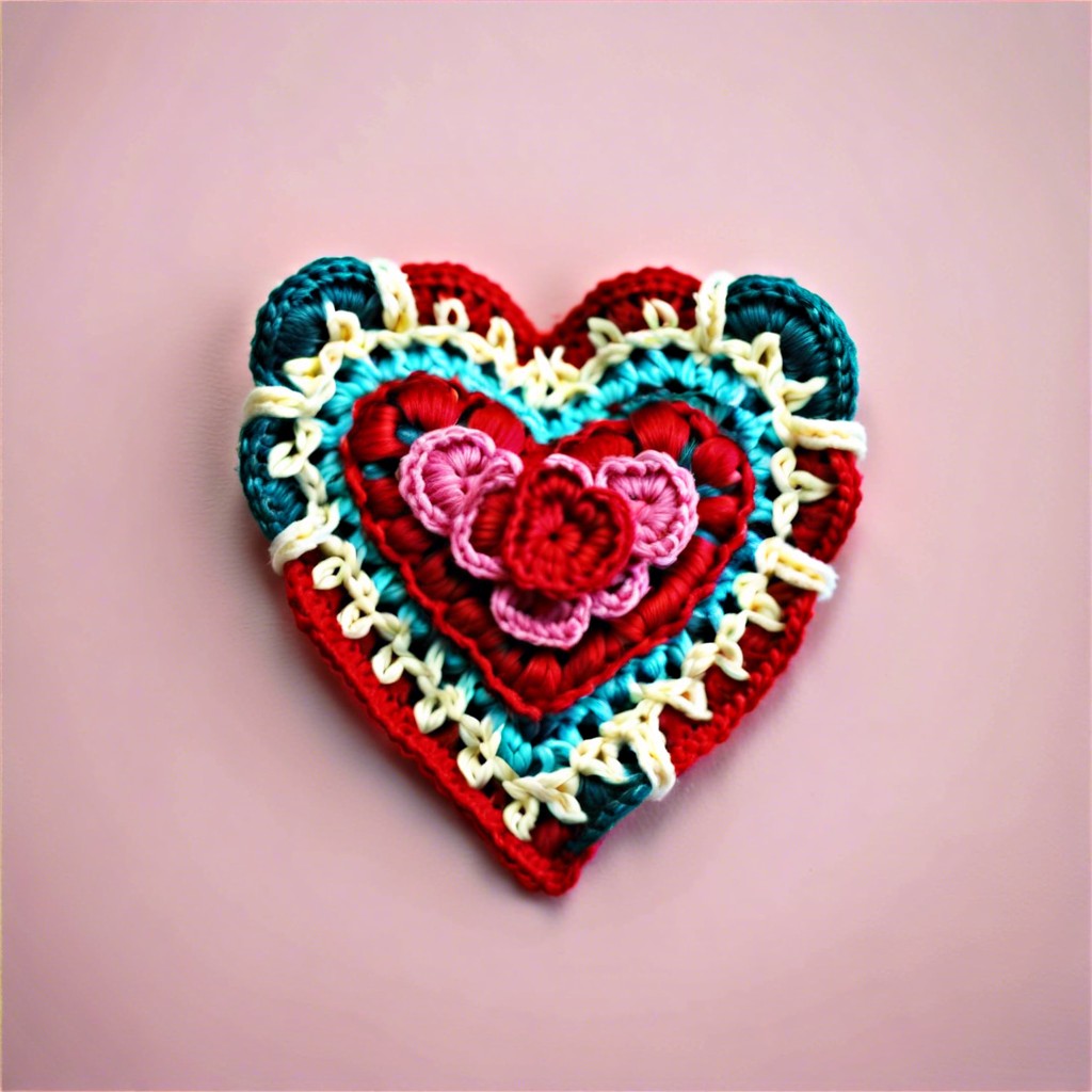 crochet heart appliques