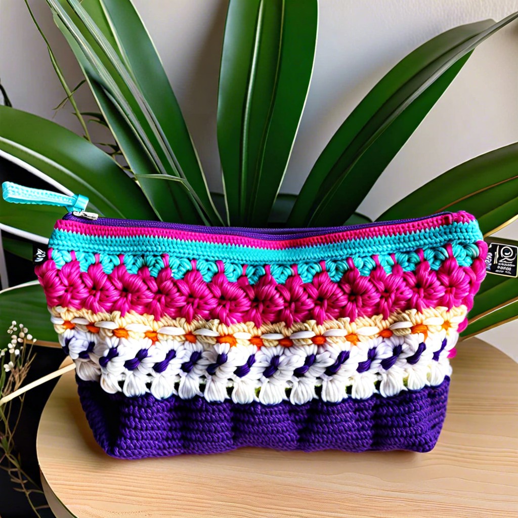 crochet makeup bag with zipper