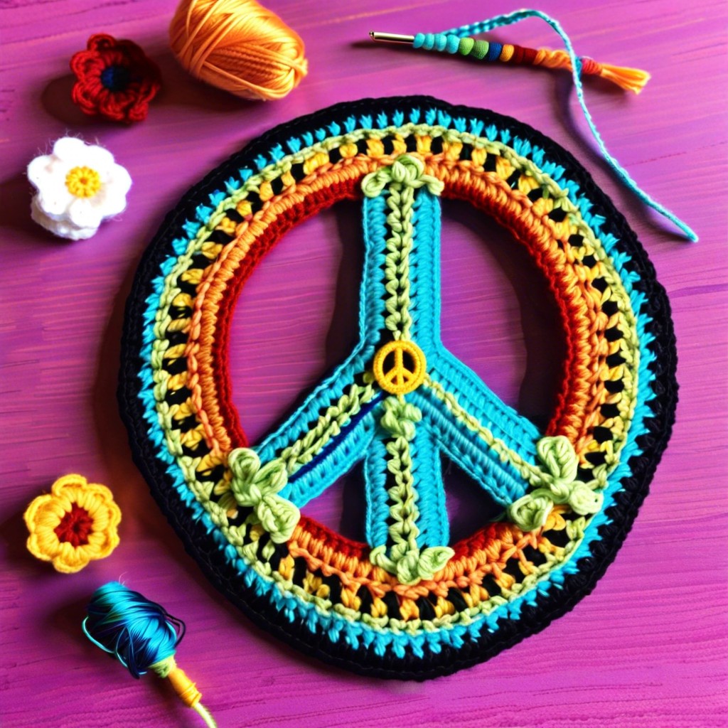 crochet peace sign applique