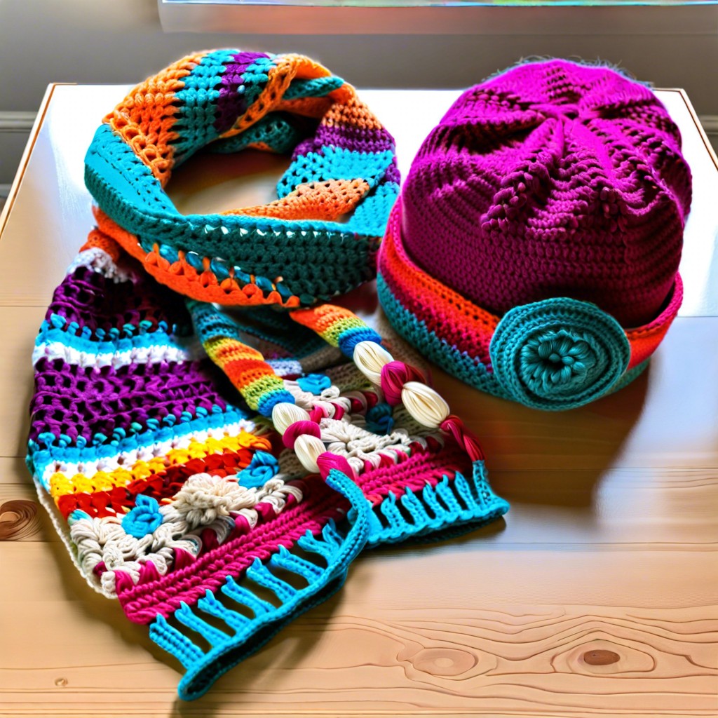 crochet scarf and hat set