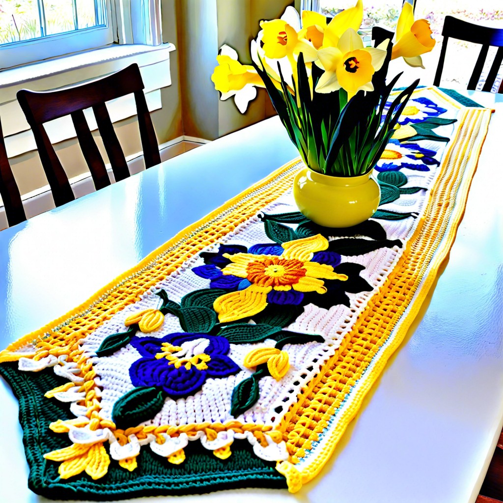 daffodil and iris table runner