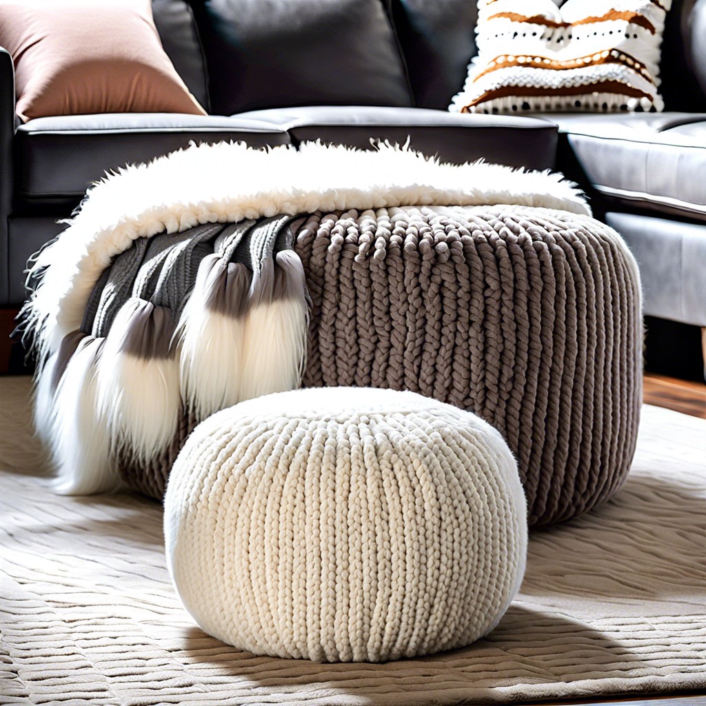 fuzzy pouf ottoman