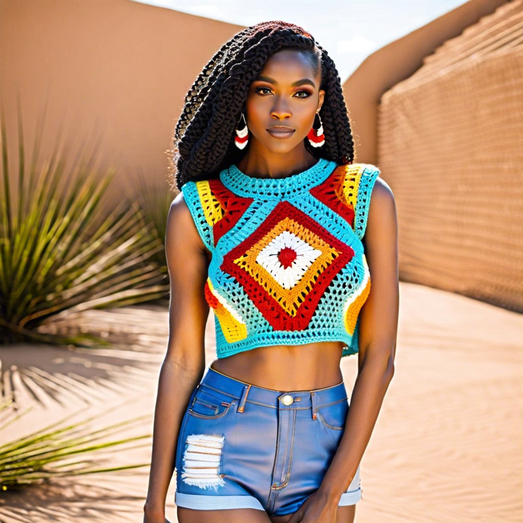 geometric design crop tops