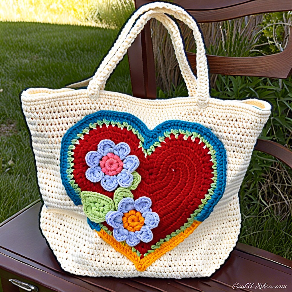 heart applique tote