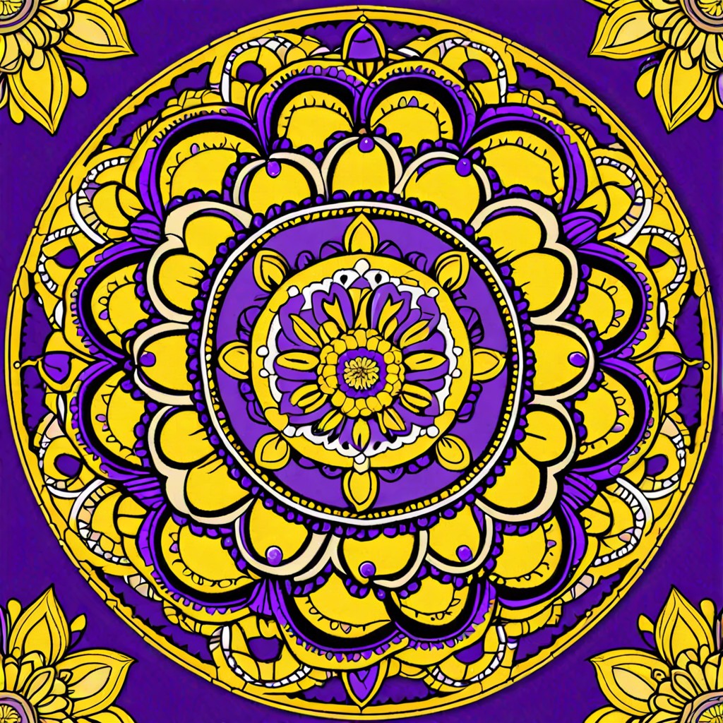 marigold and violet mandala doily