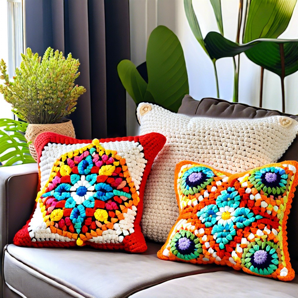 mosaic crochet pillows