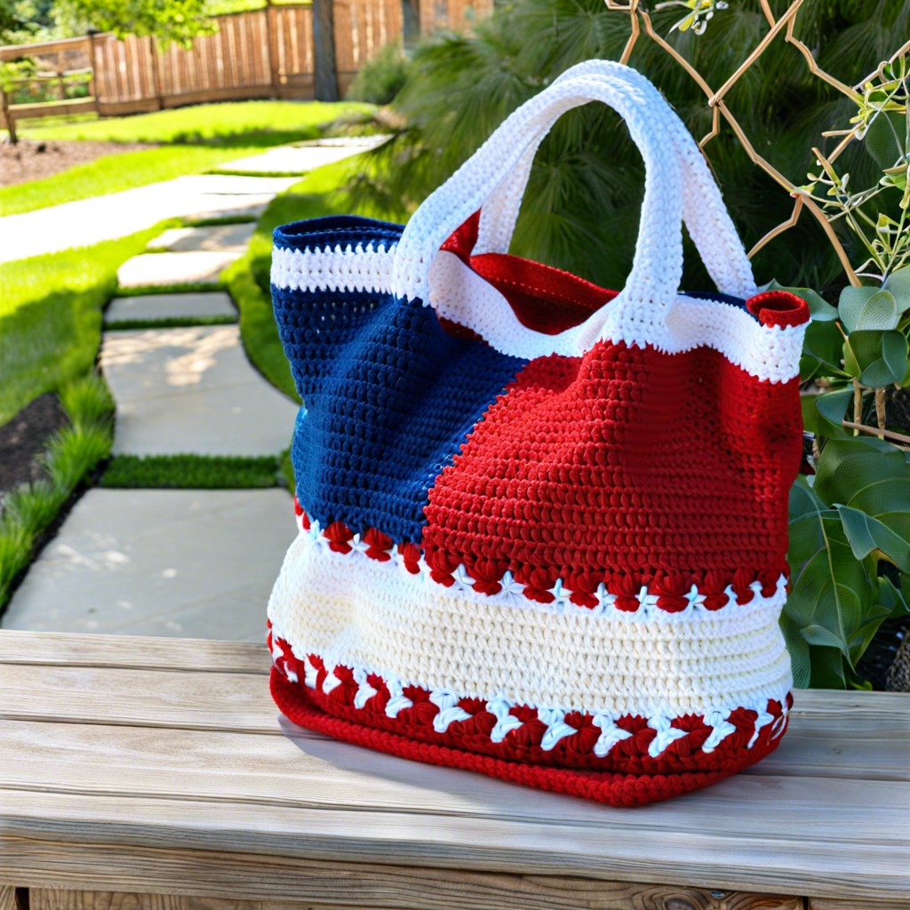 red white and blue tote bag