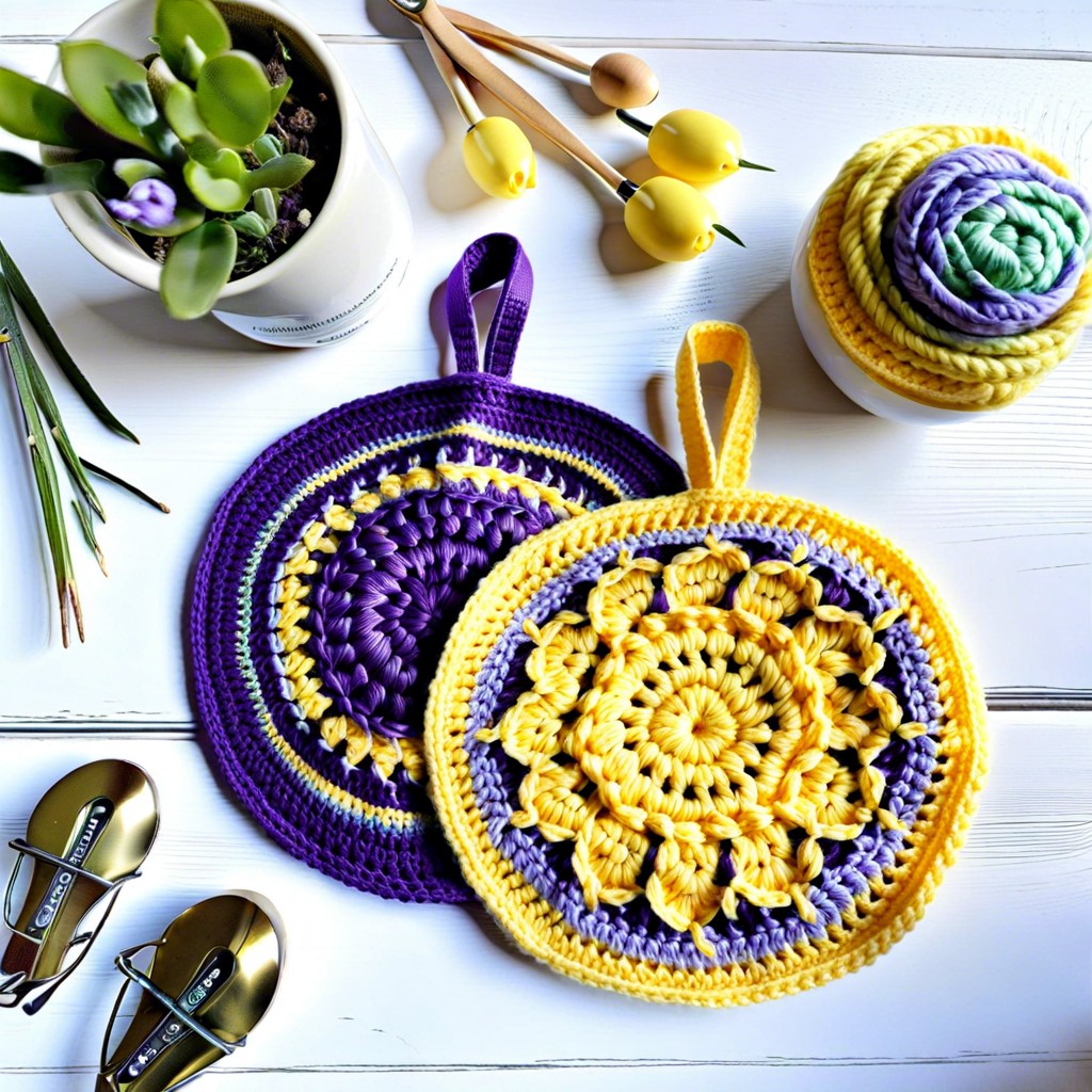 spring themed pot holders