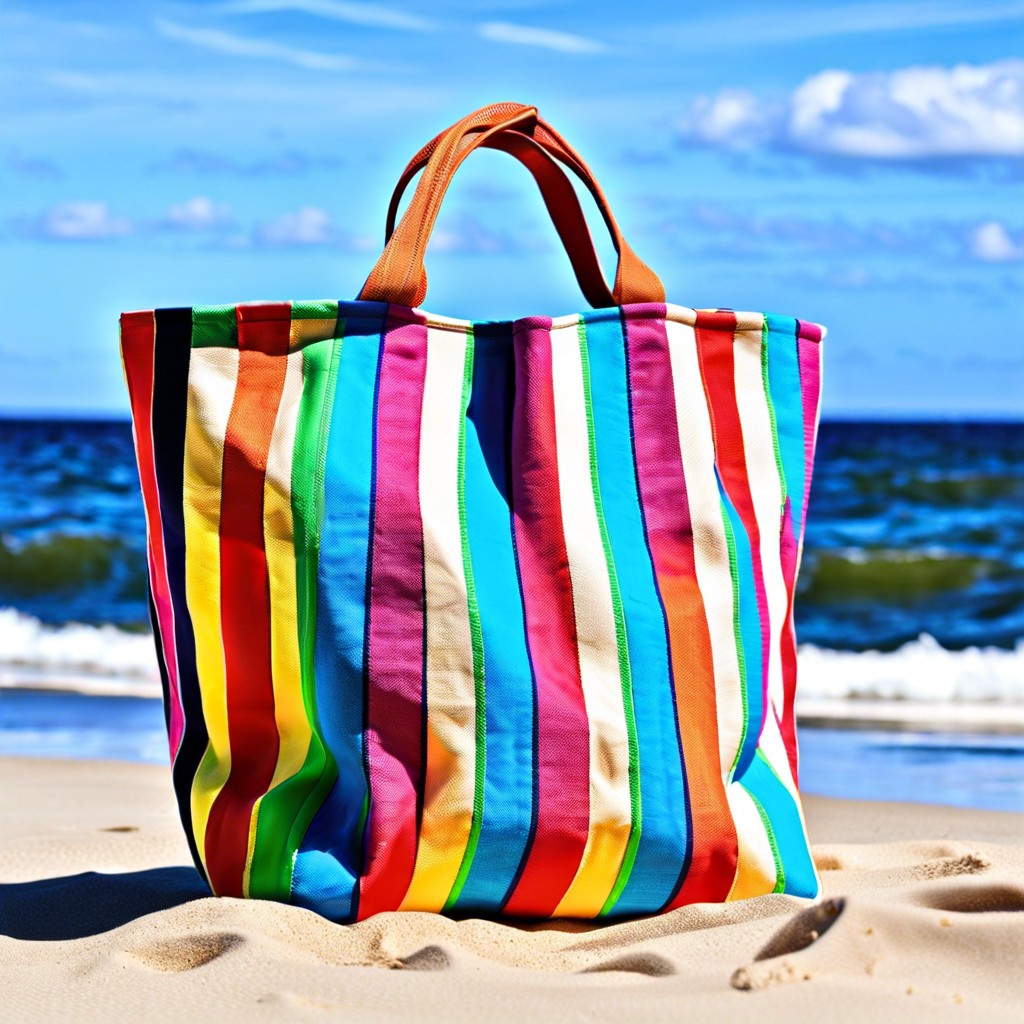 striped beach tote