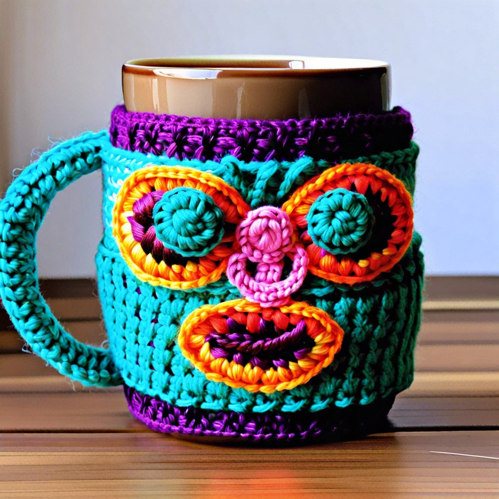 tiki themed mug cozies