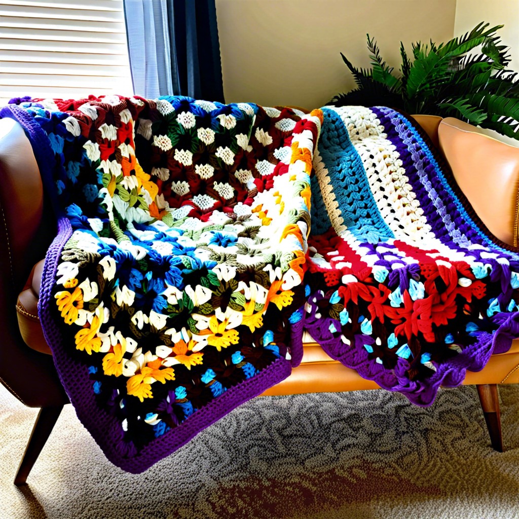 tri color granny square blanket