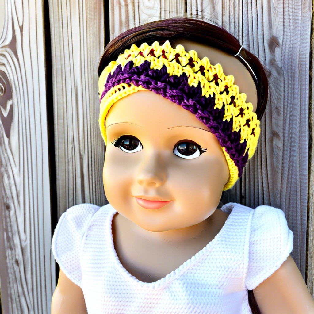 yellow and plum chevron headband