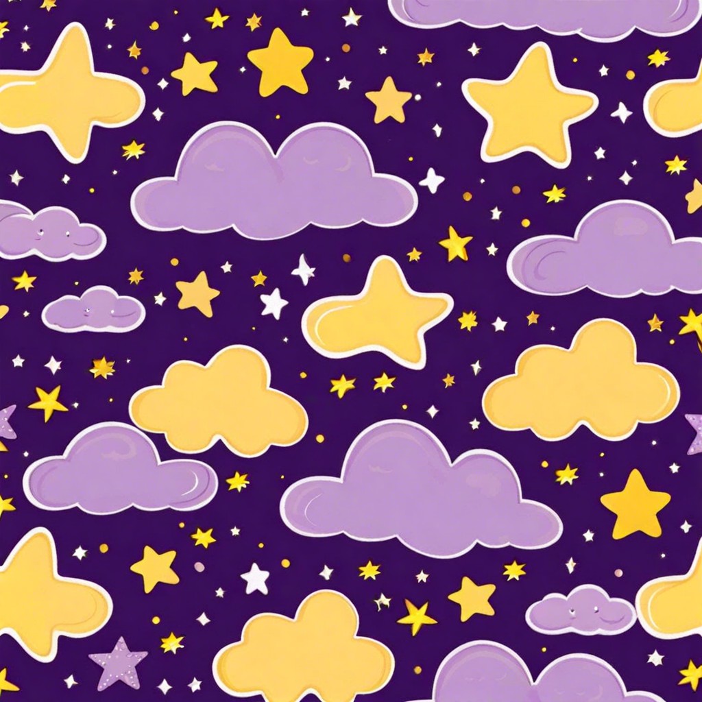 yellow stars and purple cloud baby blanket