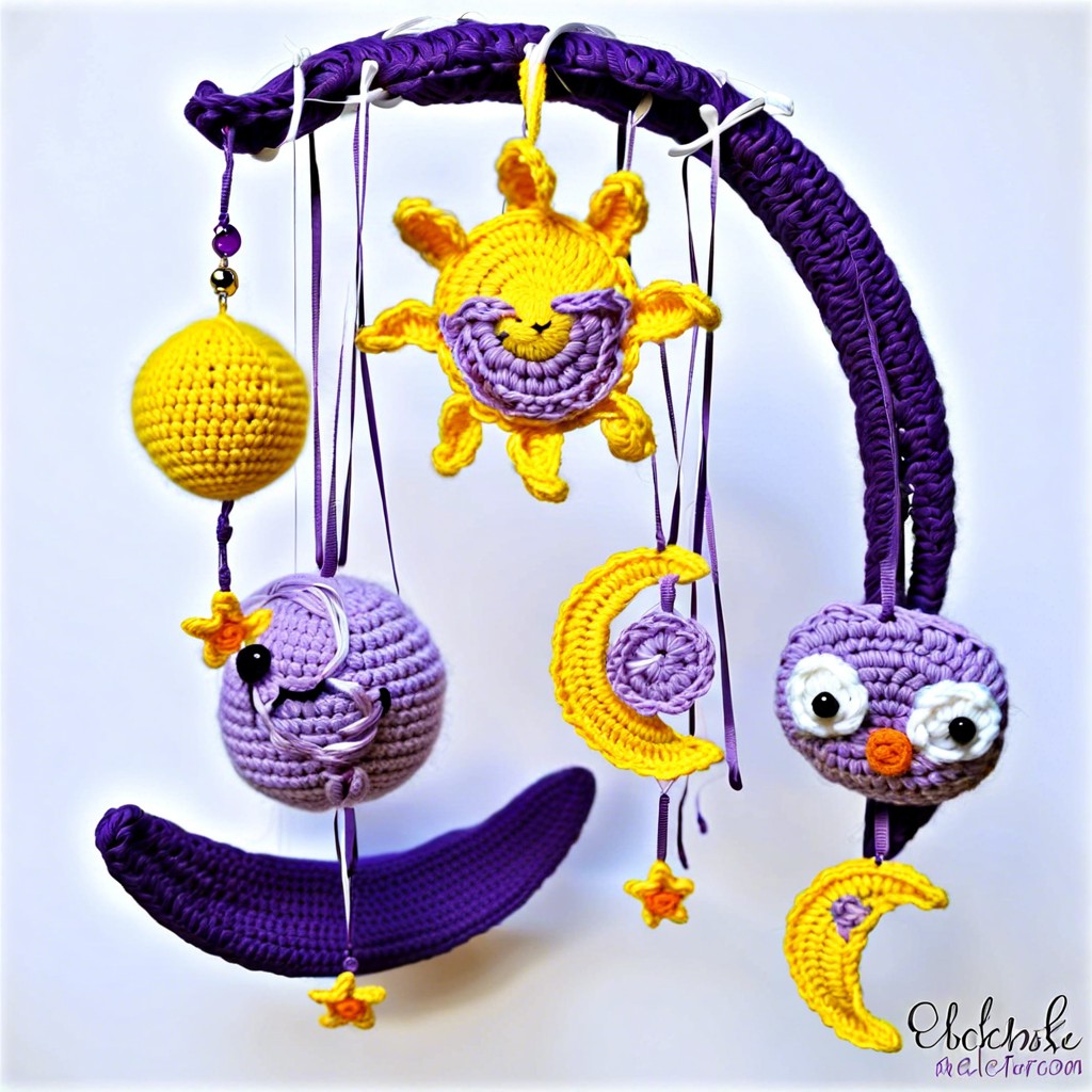 yellow sun and purple moon mobile