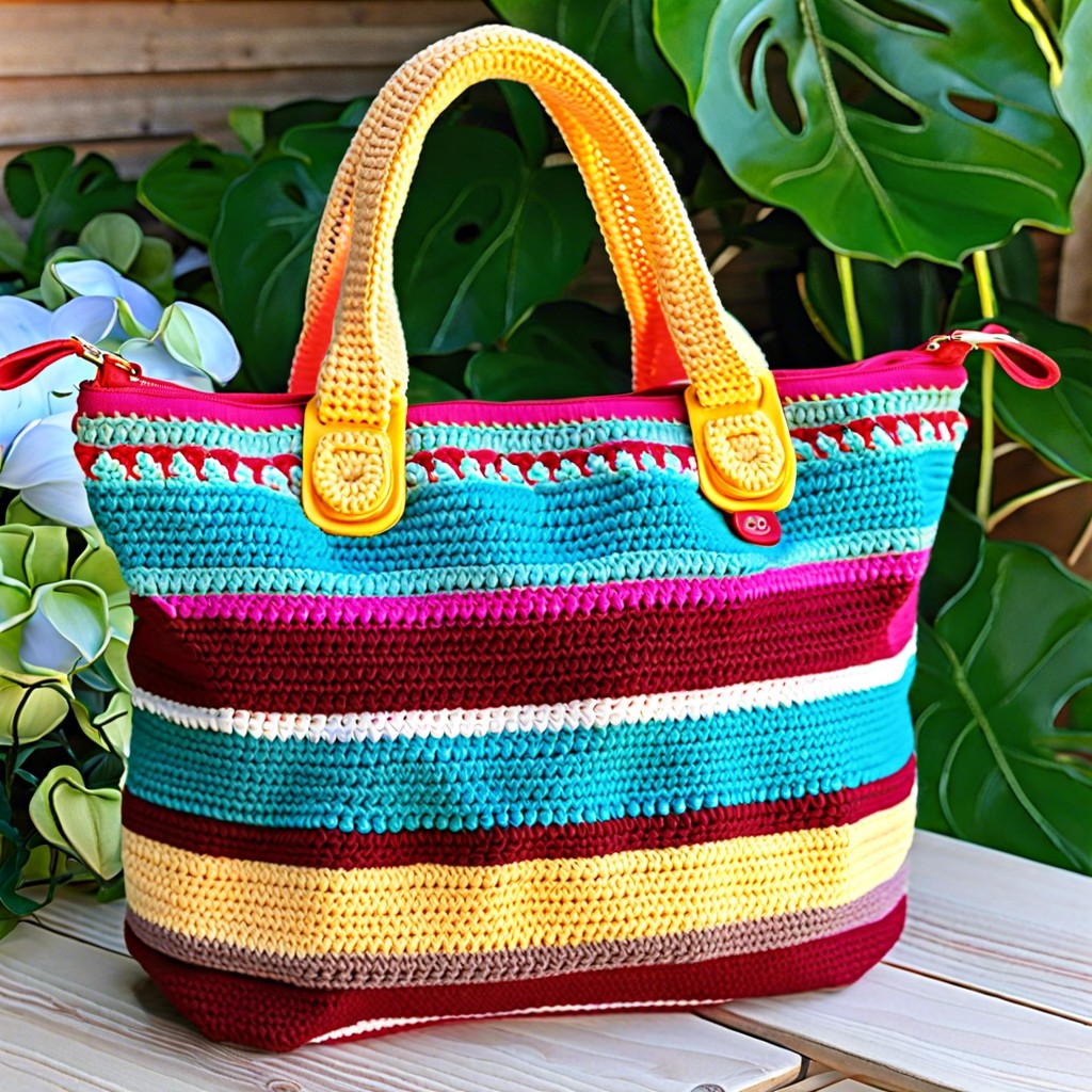 zippered crochet tote bag