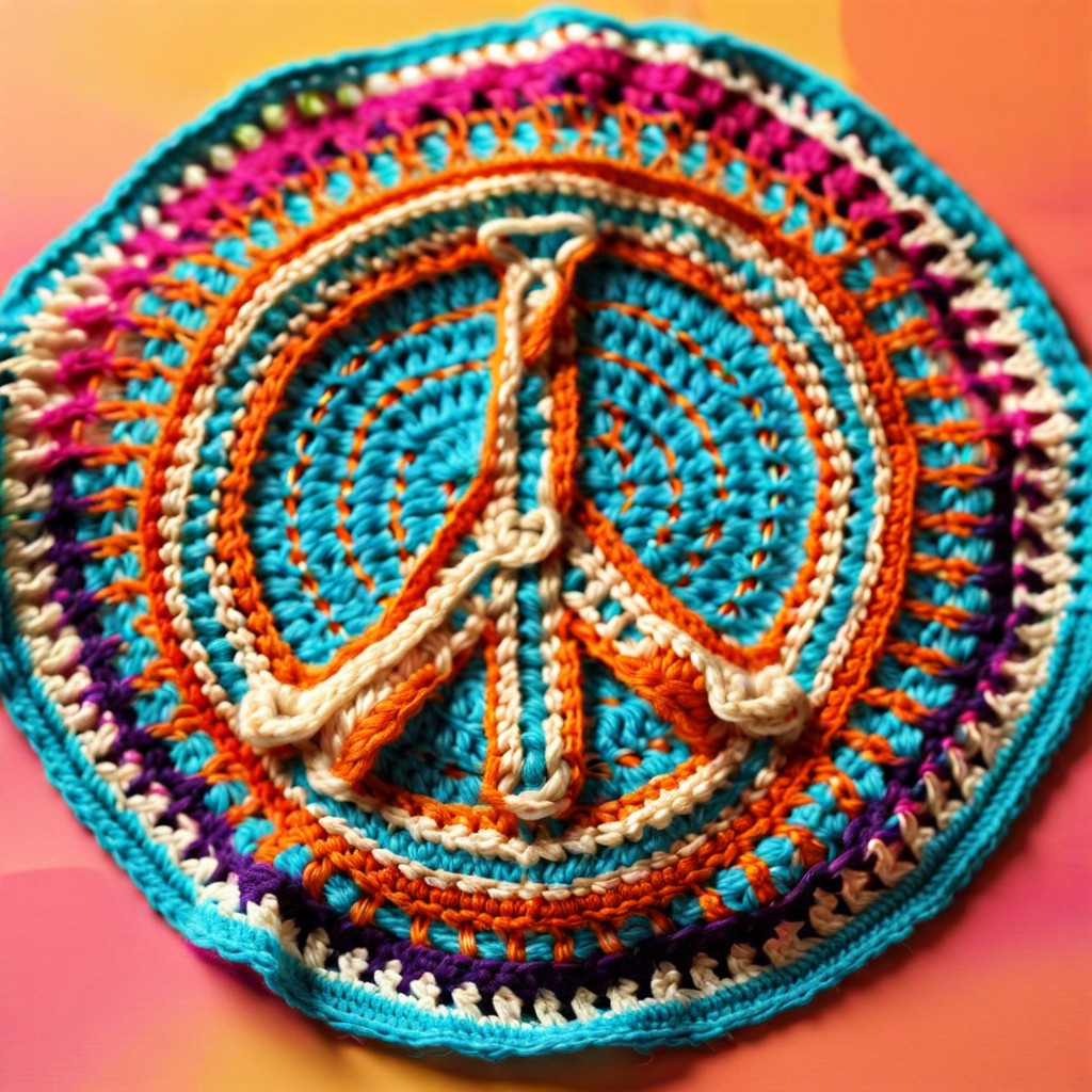 crochet peace signs