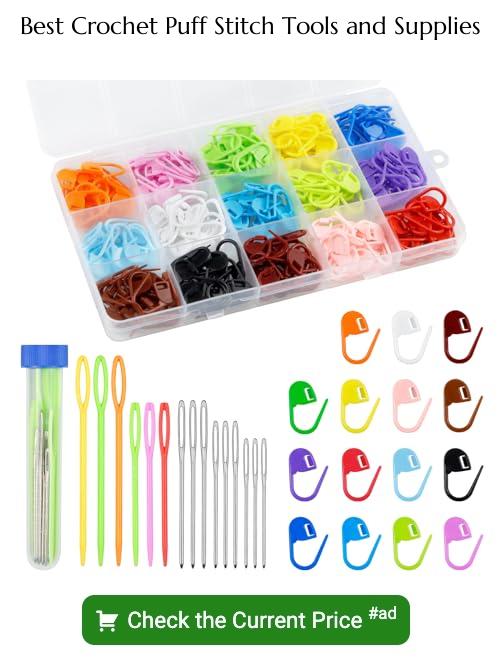 crochet puff stitch tools and supplies