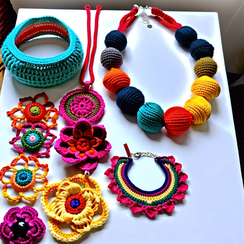 crocheted jewelry set