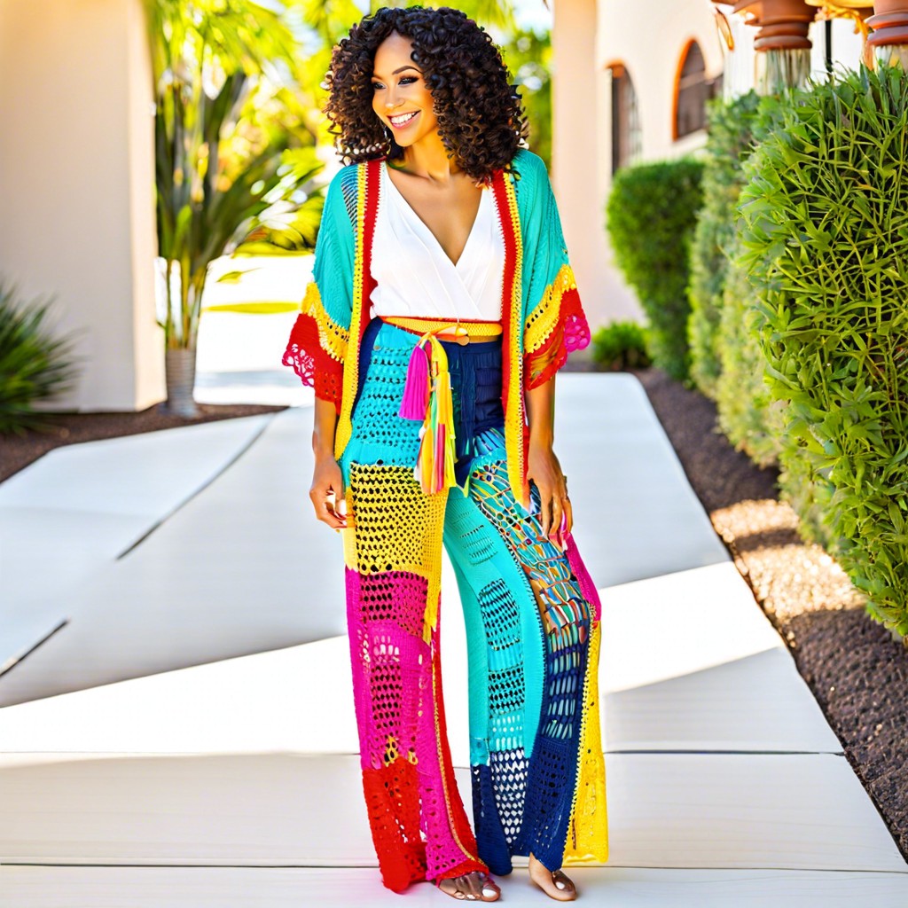 kimono top and palazzo pants