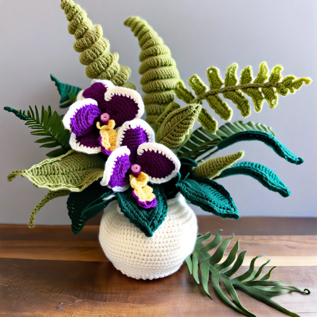 orchid and fern bouquet